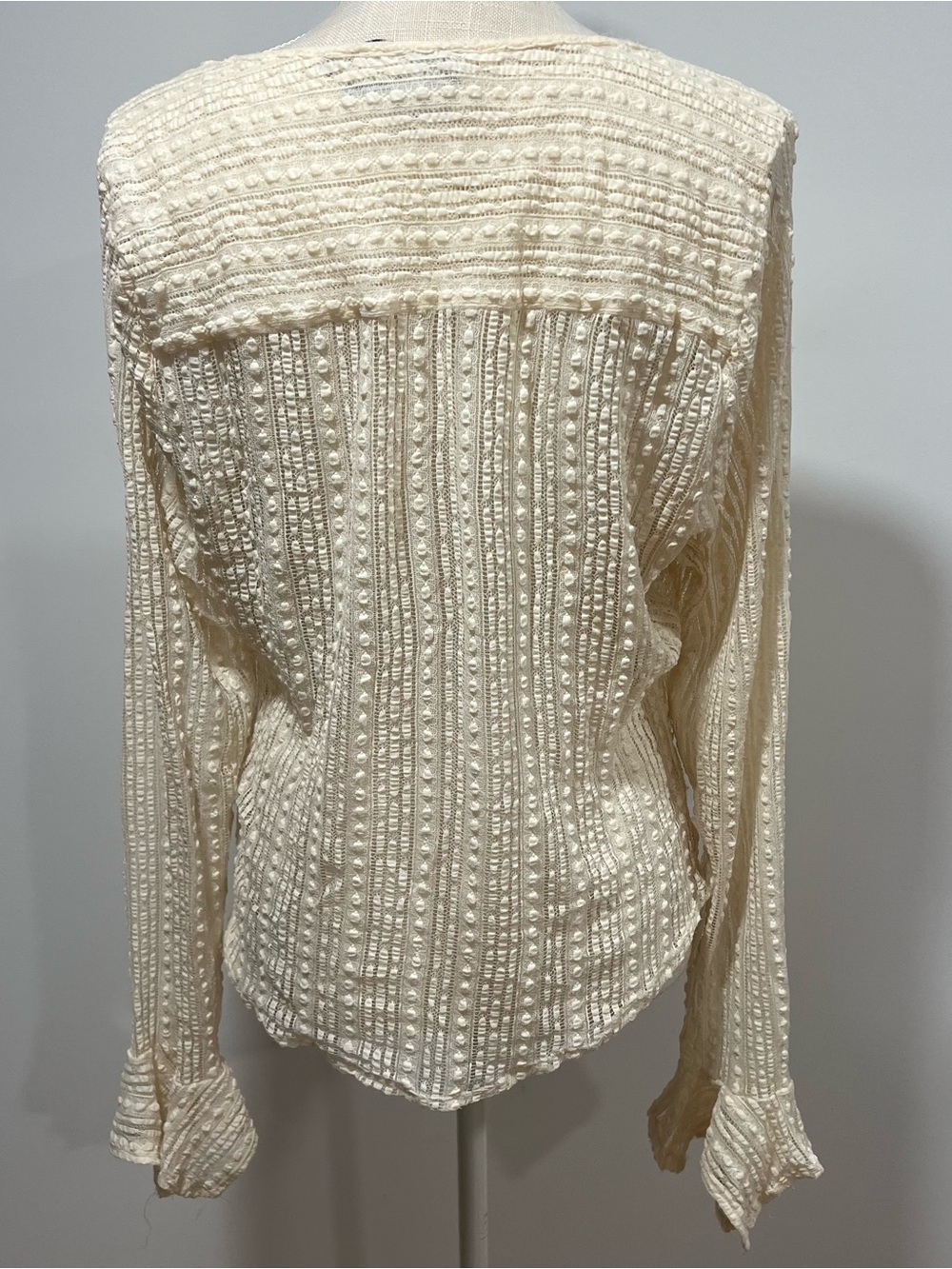Anthropologie Cream Textured Ruffle-Smock Blouse - Picture 3 of 4